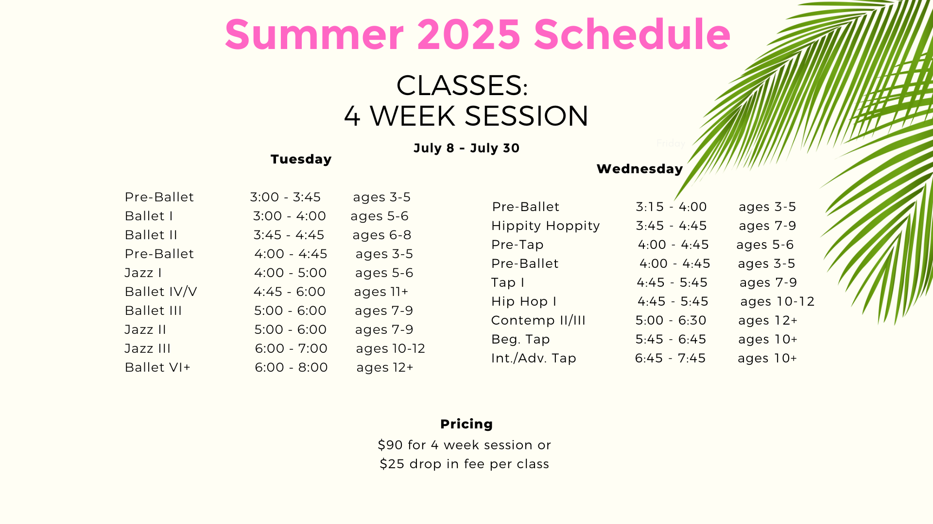 Summer 2025 Weekly Class Schedule (1)